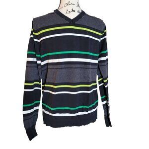 Much More Striped V-Neck Sweater - Size Small
